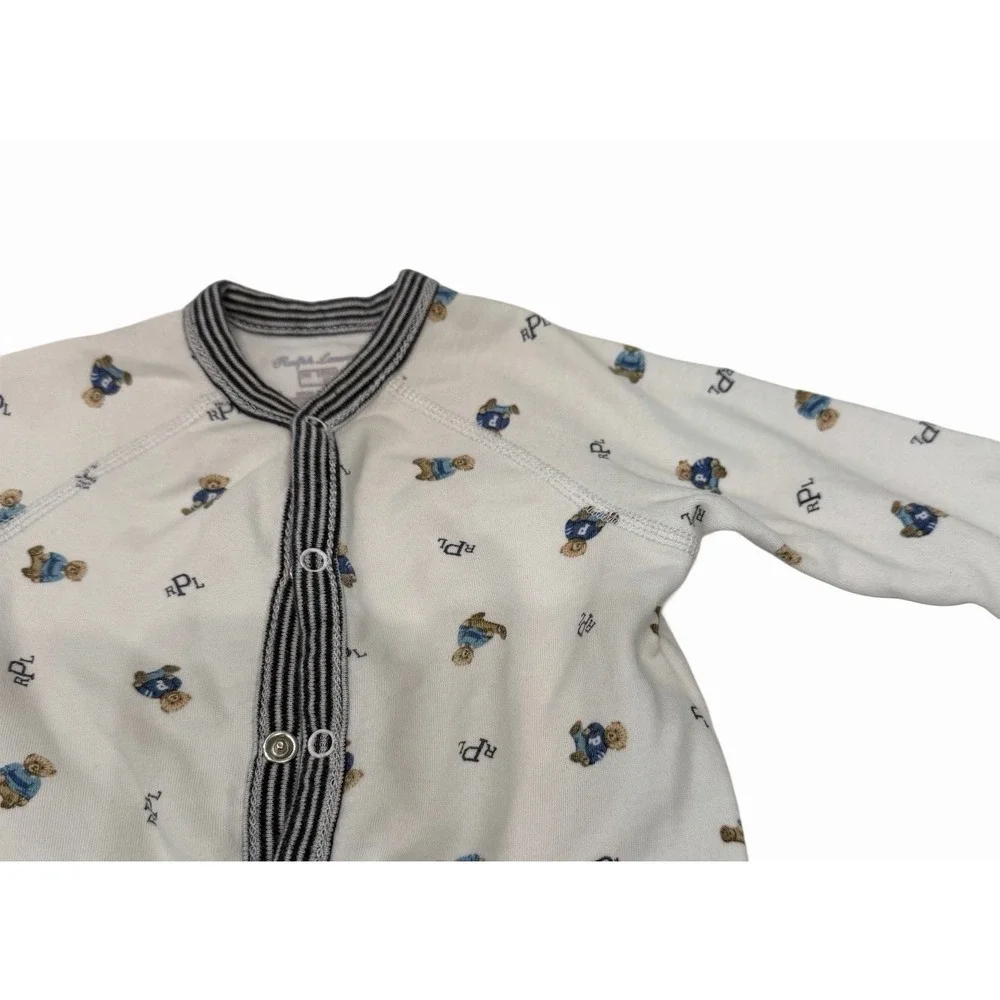 Ralph Lauren Baby One Piece Long Sleeve Bear Print Size 3 Month